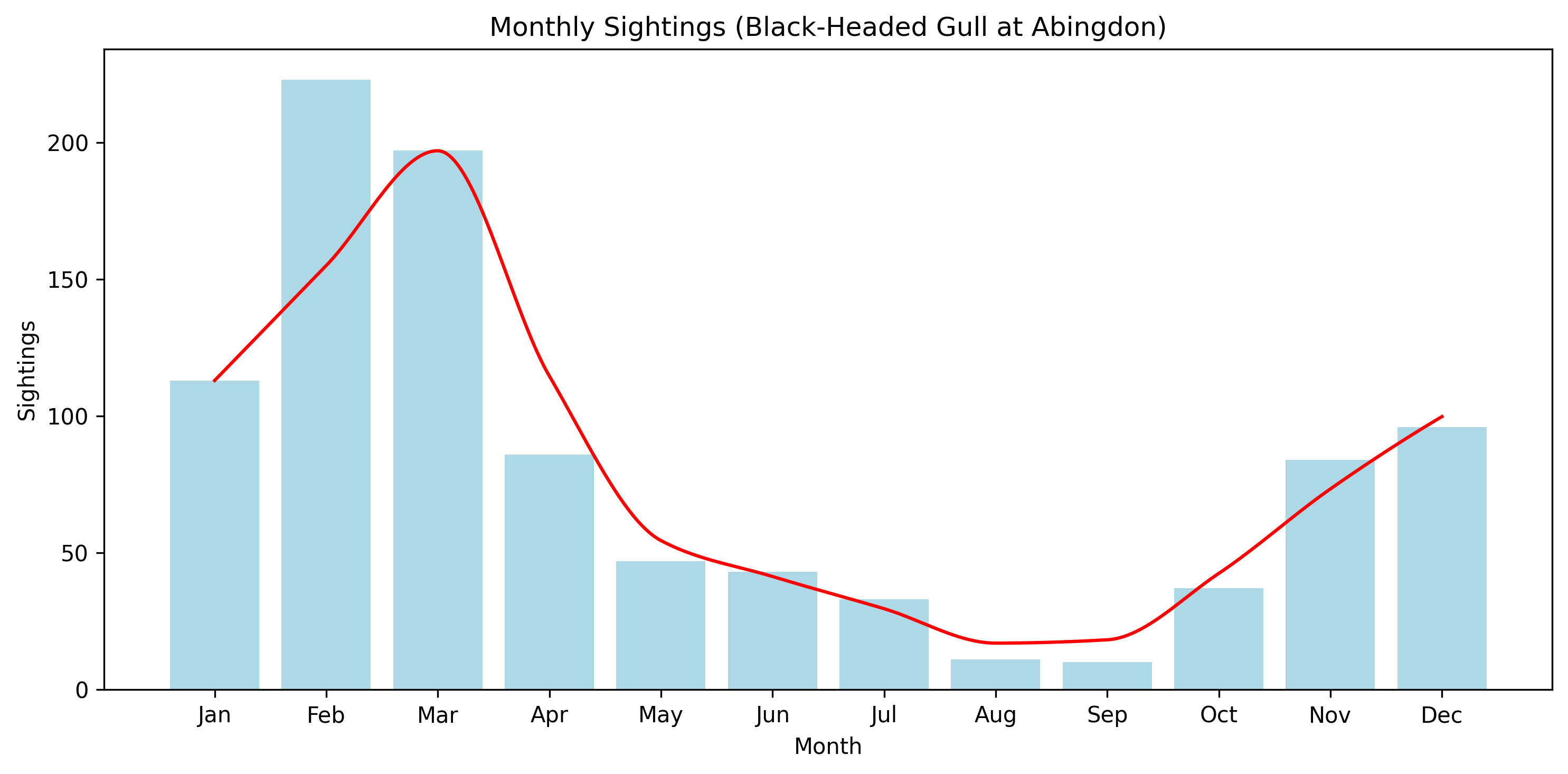 Black Headed Gull Observed Totals, Abingdon